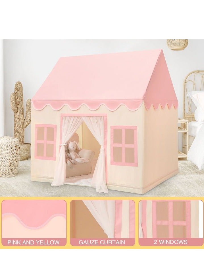 CALL PLAY Princess Tent Girls Large Playhouse Kids Castle Play Tent with mat,Star Lights，colored flag Toy for Children Indoor and Outdoor Games, 52'' x 47'' x 40'' - Image 5
