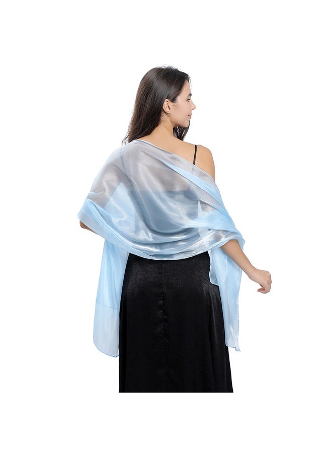 170x70cm Elegant Solid Color Chiffon Shawl - Light Blue Shawl Scarf Luxury Wedding Bridesmaid Scarf, Evening Party Hijab, Abaya Wrap for Women
