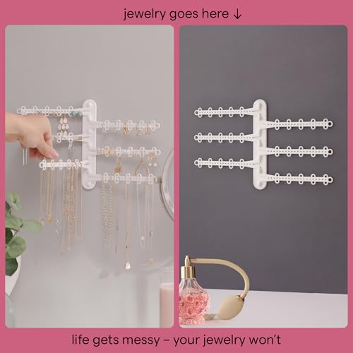 All Hung Up 6-Tier 6" Wall Jewelry Organizer Wall Mounted Jewelry Organizer Necklace Holder Wall Mount Hanging Necklace Organizer Jewelry Hanger Wall Mounted Earring Holder Display Rack (White Small) - Image 5