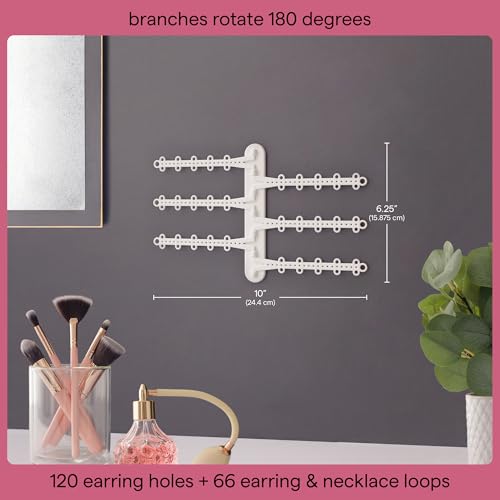 All Hung Up 6-Tier 6" Wall Jewelry Organizer Wall Mounted Jewelry Organizer Necklace Holder Wall Mount Hanging Necklace Organizer Jewelry Hanger Wall Mounted Earring Holder Display Rack (White Small) - Image 2