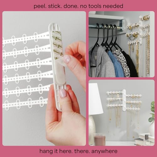 All Hung Up 6-Tier 6" Wall Jewelry Organizer Wall Mounted Jewelry Organizer Necklace Holder Wall Mount Hanging Necklace Organizer Jewelry Hanger Wall Mounted Earring Holder Display Rack (White Small) - Image 3