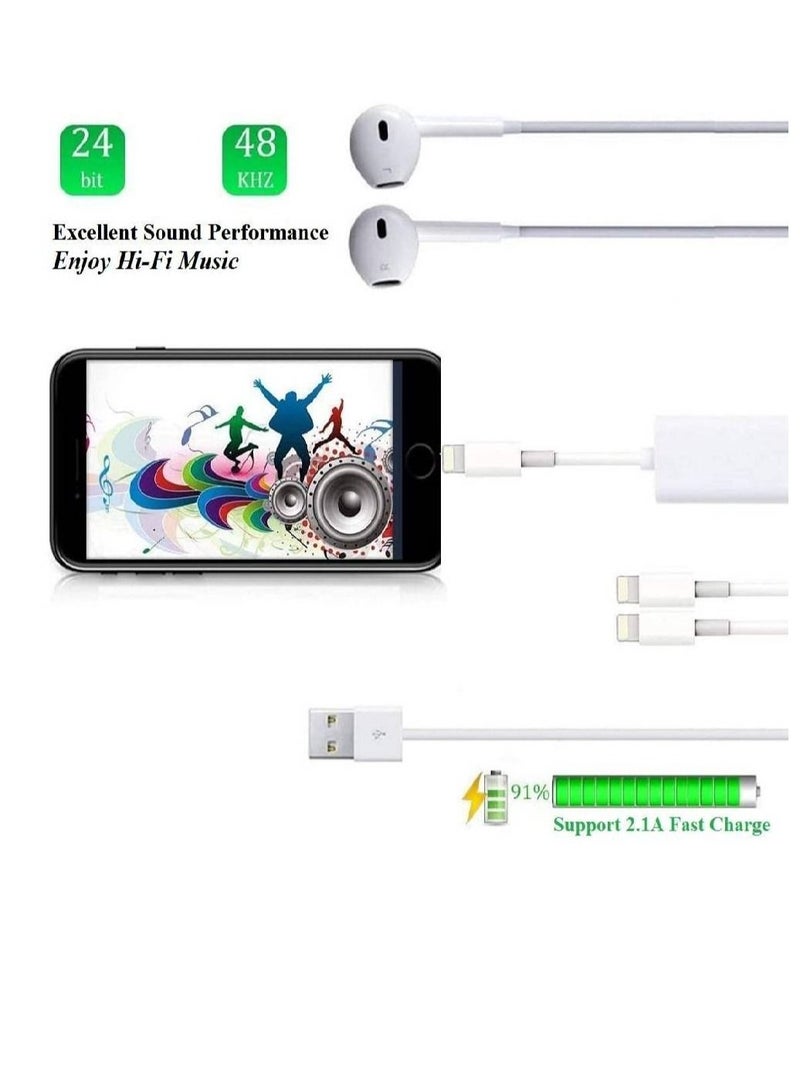 GENNEXT Double Lightning Headphone Splitter, 2 in 1 Dual Lightning Headphone Audio & Charge Cable Compatible for iPhone 12/11/XS/XR/X 8 7/iPad, Support Sync Data + Music Control + Call - Image 4