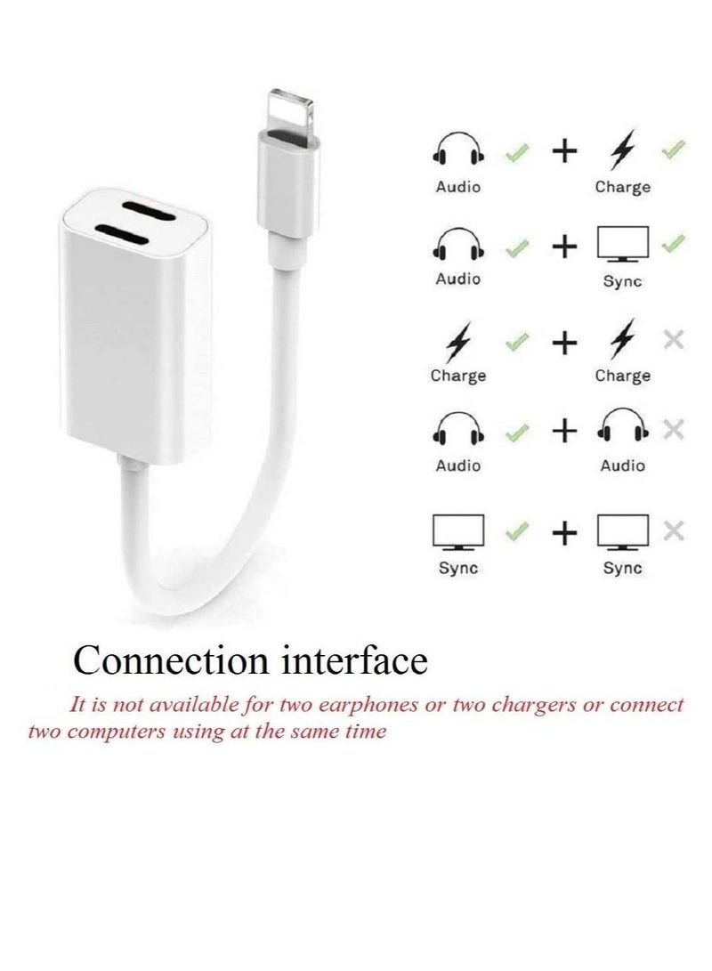 GENNEXT Double Lightning Headphone Splitter, 2 in 1 Dual Lightning Headphone Audio & Charge Cable Compatible for iPhone 12/11/XS/XR/X 8 7/iPad, Support Sync Data + Music Control + Call - Image 2