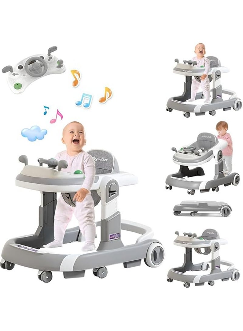 ماس مشاية اطفال للاطفال، مشاية تعليمية 3 في 1 قابلة للطي للاطفال الصغار مع عجلة قيادة وموسيقى بارتفاع قابل للتعديل وصينية تغذية وكرسي للاطفال - Image 1