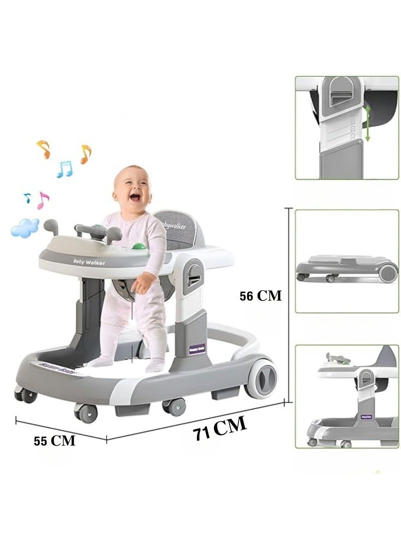 ماس مشاية اطفال للاطفال، مشاية تعليمية 3 في 1 قابلة للطي للاطفال الصغار مع عجلة قيادة وموسيقى بارتفاع قابل للتعديل وصينية تغذية وكرسي للاطفال - Image 2