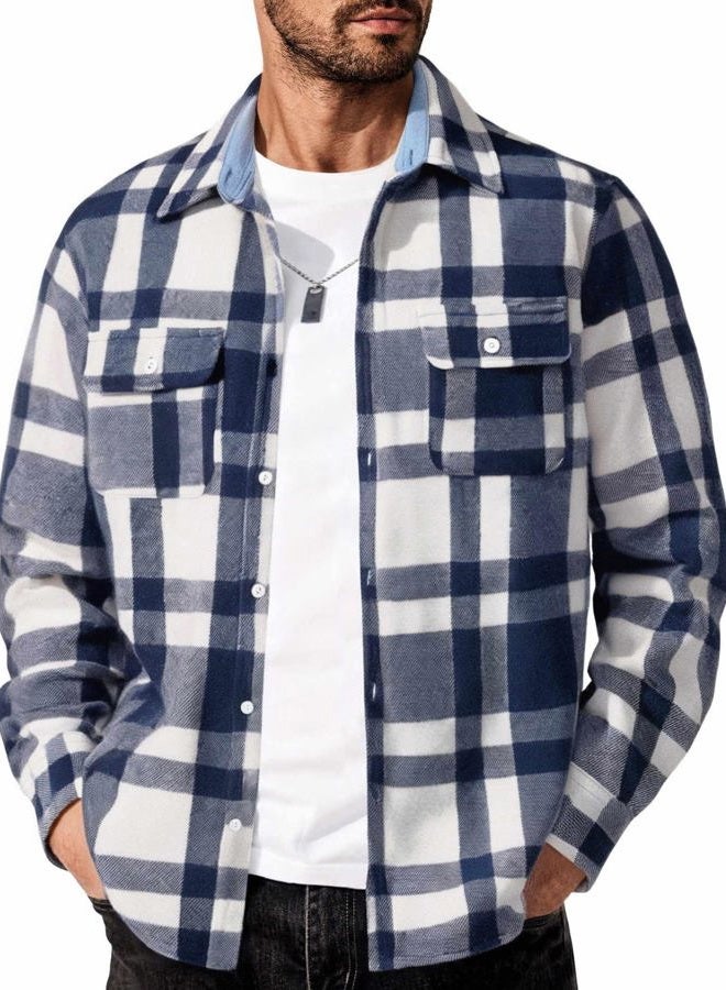 COOFANDY Men's Flannel Overshirt Long Sleeeve Shirts Fashion Button Down Jacket - Image 1