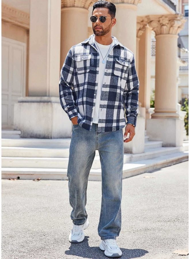 COOFANDY Men's Flannel Overshirt Long Sleeeve Shirts Fashion Button Down Jacket - Image 4
