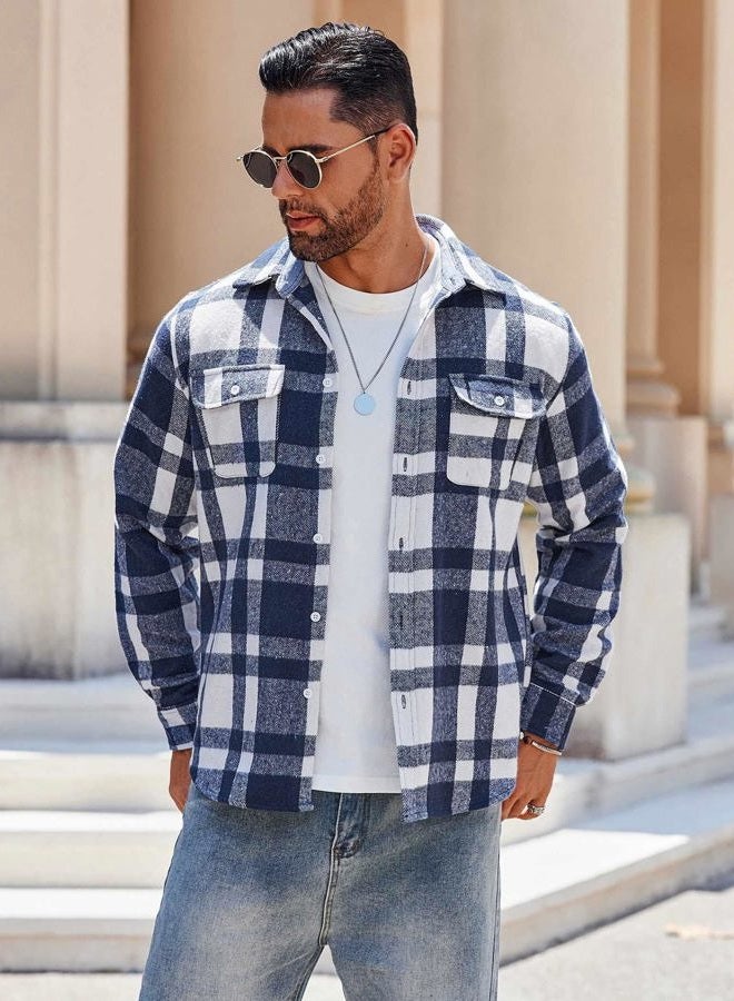 COOFANDY Men's Flannel Overshirt Long Sleeeve Shirts Fashion Button Down Jacket - Image 2