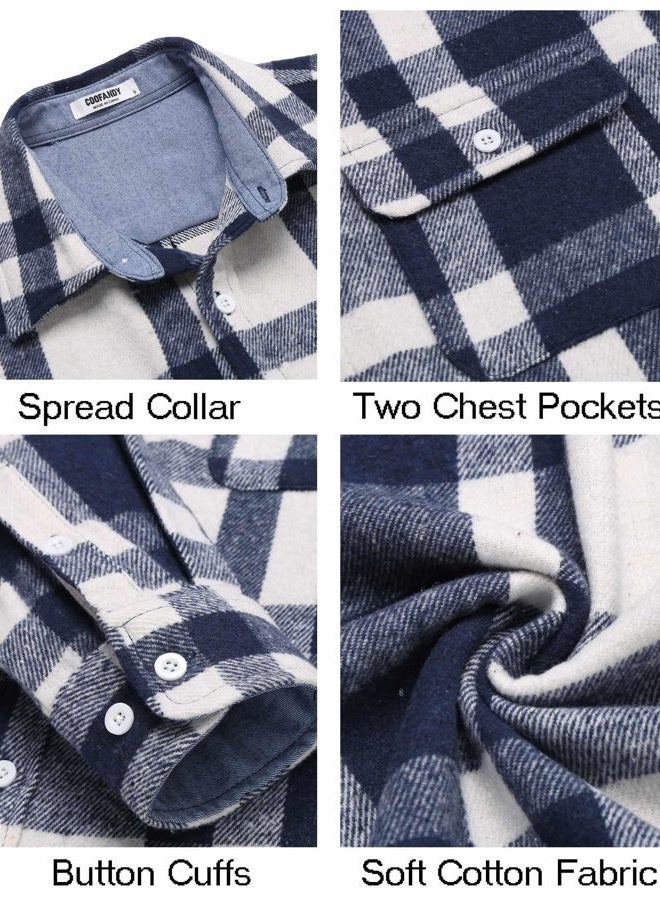 COOFANDY Men's Flannel Overshirt Long Sleeeve Shirts Fashion Button Down Jacket - Image 5