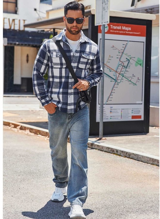 COOFANDY Men's Flannel Overshirt Long Sleeeve Shirts Fashion Button Down Jacket - Image 3