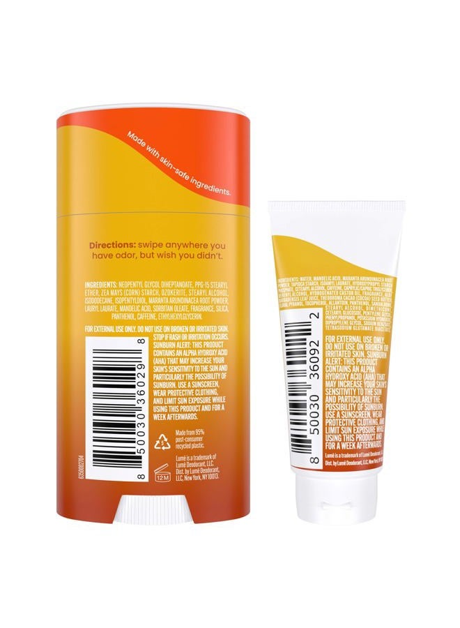Lume Whole Body Deodorant - Invisible Cream Tube Mini and Solid Stick Bundle - 72 Hour Odor Control - Aluminum & Baking Soda Free, Skin Loving (Toasted Coconut) - Image 2