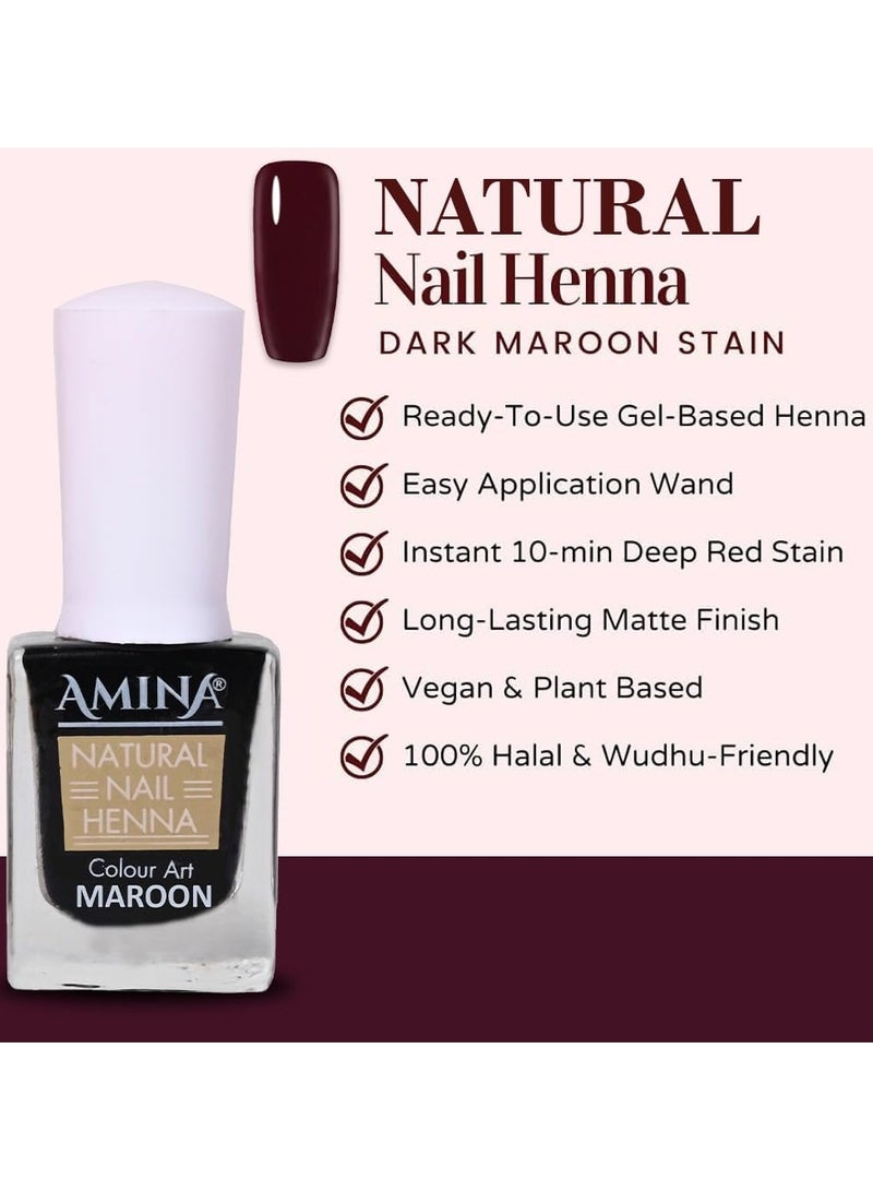Amina Instant Nail Henna Polish Mehendi Bottle | Vegan & Halal Nail Polish For Women & Girls | Without Chemicals | Long Lasting | Ready To Use Maroon Colour Stain | Pack of 2 - Image 4