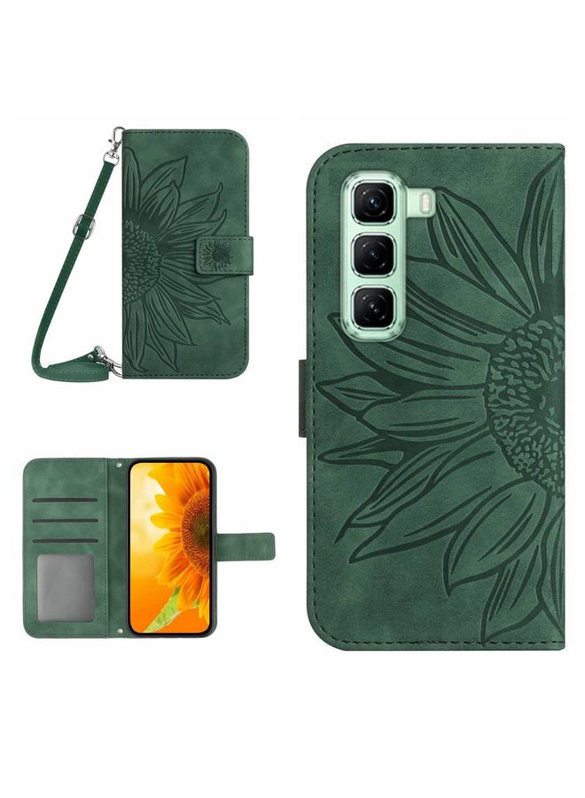 Zaboon Case For Infinix Hot 50 Pro 4G Skin Feel Sun Flower Embossed Flip Leather Phone Case with Lanyard - Image 1
