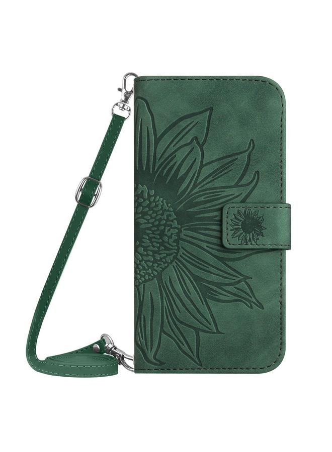 Zaboon Case For Infinix Hot 50 Pro 4G Skin Feel Sun Flower Embossed Flip Leather Phone Case with Lanyard - Image 2