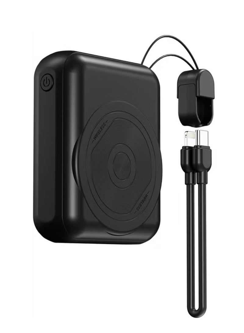 porodo 10000mAh MagSafe Power Bank with Detachable USB-C to Lightning Cable, 22.5W Power Delivery, Digital Battery Indicator, 15W Maximum Wireless Output - Black - Image 2