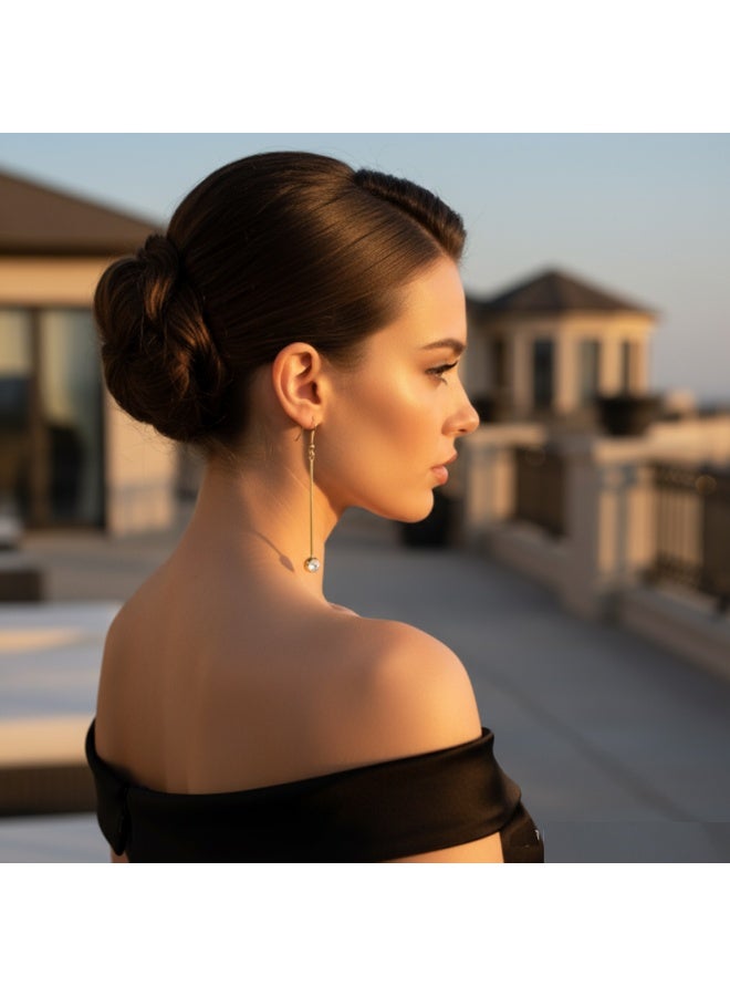 U7 Elegant Gold Long Drop Earrings with Crystal Charm  Minimalist Gold Dangle Earrings – Sparkling Crystal Accent  Luxury Gold Bar Earrings with Shimmering Crystal Drops - Image 4