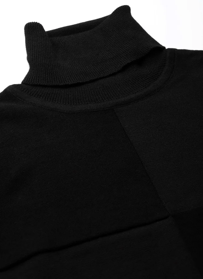 STREET 9 Black Solid Turtle Neck Sweater for Women