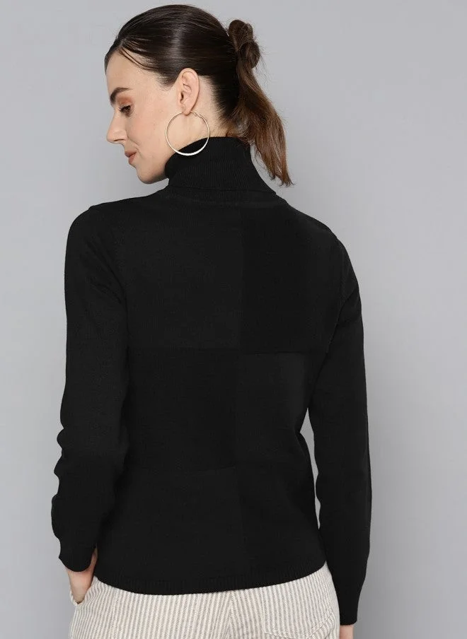 STREET 9  Black Solid Turtle Neck Sweater for Women for Women | Best Price UAE