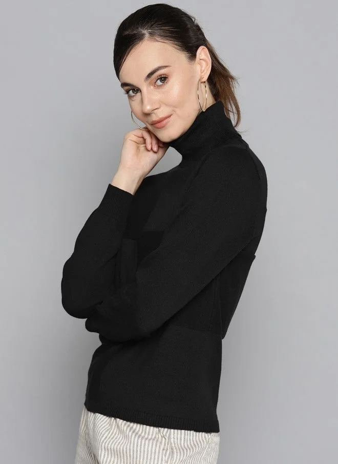 STREET 9  Black Solid Turtle Neck Sweater for Women for Women | Best Price UAE