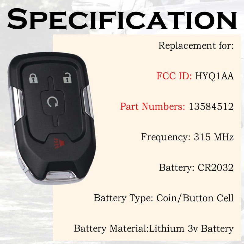 SUPALAND Keyless Entry Remote Control Start Key Fob Replacement Fits for GMC Terrain 2018 2019 2020 2021 2022 HYQ1AA 13584512 315 MHz - Image 3