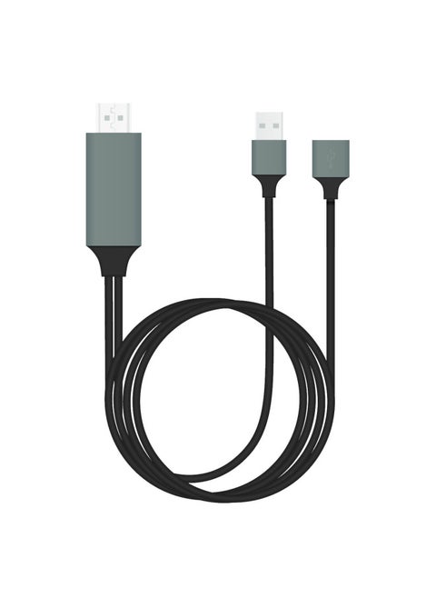 Lightning Same Screen Line Applicable To Apple Android Type-c Screen Line Mobile Phone Universal Hdmi Adapter-Color:Black