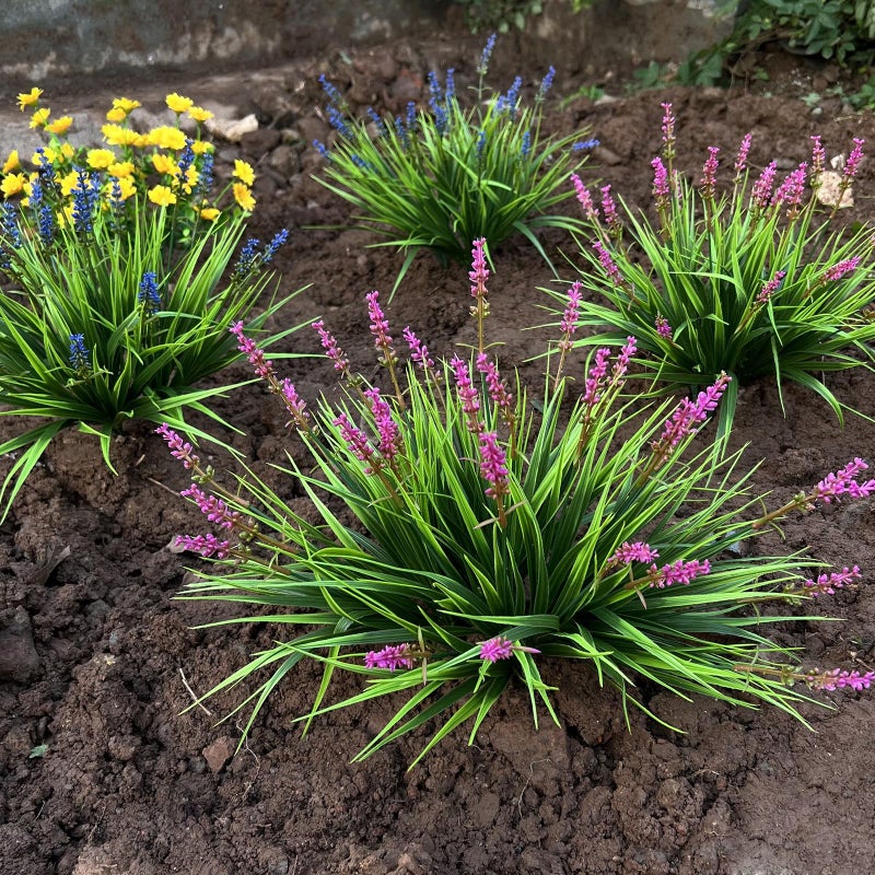 alyptus 12 Bundles Artificial Plants Outdoor Fake Monkey Grass with Flowers for Pot Garden Verandah Decor (Pink Flowers) - Image 5