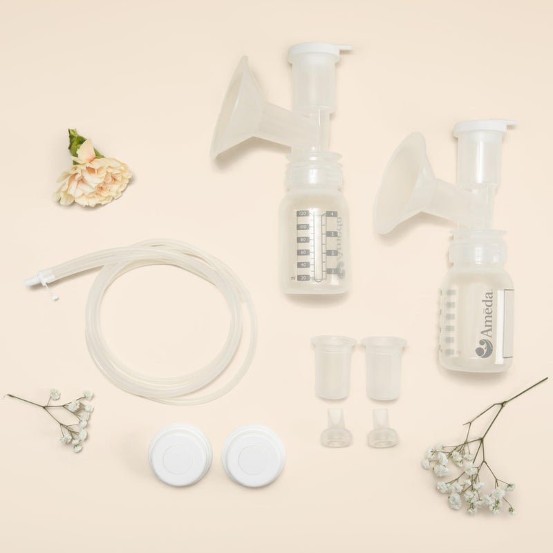 Ameda HygieniKit Universal Milk Collection System | Hands Free Breast Pump Accessories | (New & Improved) | Breastfeeding Supplies | Pumping Essentials | Flanges, Bottles, Valves, Diaphragms & Tubing - Image 4