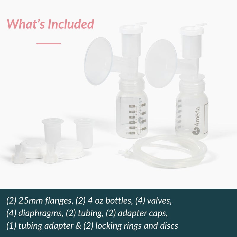 Ameda HygieniKit Universal Milk Collection System | Hands Free Breast Pump Accessories | (New & Improved) | Breastfeeding Supplies | Pumping Essentials | Flanges, Bottles, Valves, Diaphragms & Tubing - Image 2