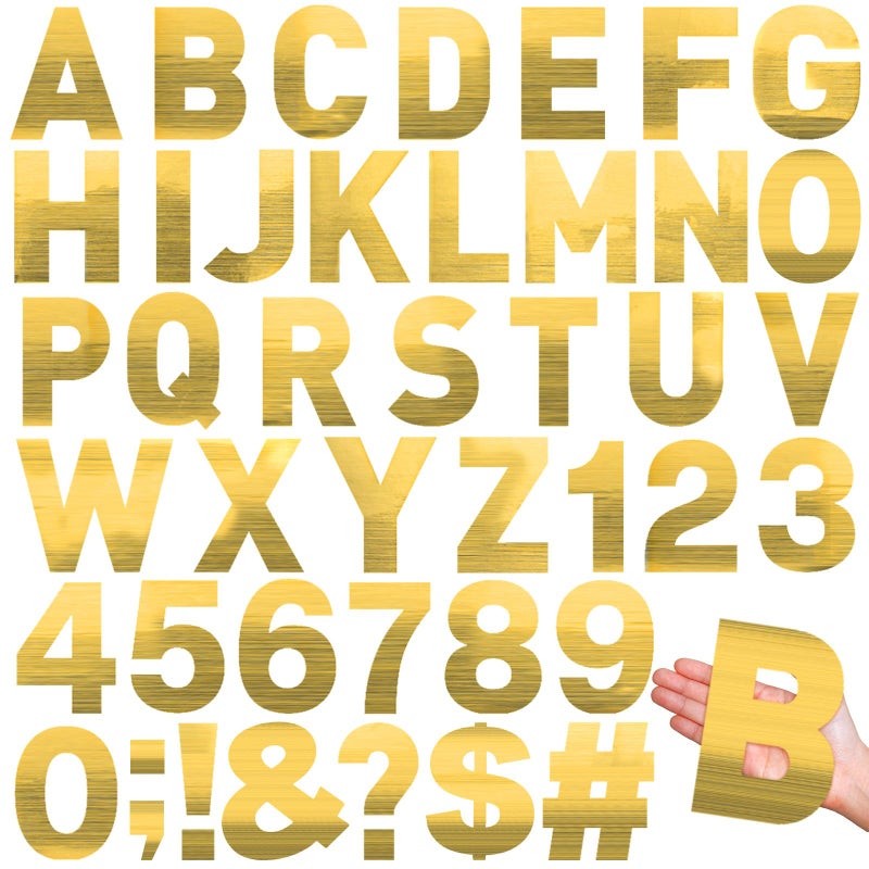 Seajan 184 Pcs Giant Letter Stickers Reflective Alphabet Stickers 6 Inch DIY Adhesive Waterproof Vinyl Letter Numbers Letras Grandes para Decoracion for School Glass Home Party Decor(Gold) - Image 1