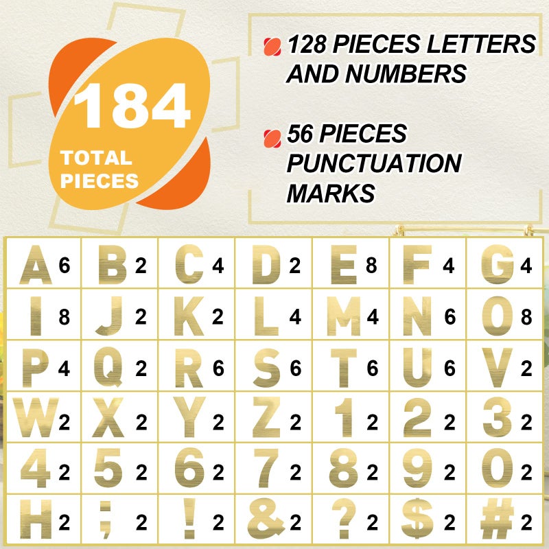 Seajan 184 Pcs Giant Letter Stickers Reflective Alphabet Stickers 6 Inch DIY Adhesive Waterproof Vinyl Letter Numbers Letras Grandes para Decoracion for School Glass Home Party Decor(Gold) - Image 2