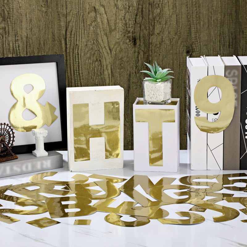 Seajan 184 Pcs Giant Letter Stickers Reflective Alphabet Stickers 6 Inch DIY Adhesive Waterproof Vinyl Letter Numbers Letras Grandes para Decoracion for School Glass Home Party Decor(Gold) - Image 4