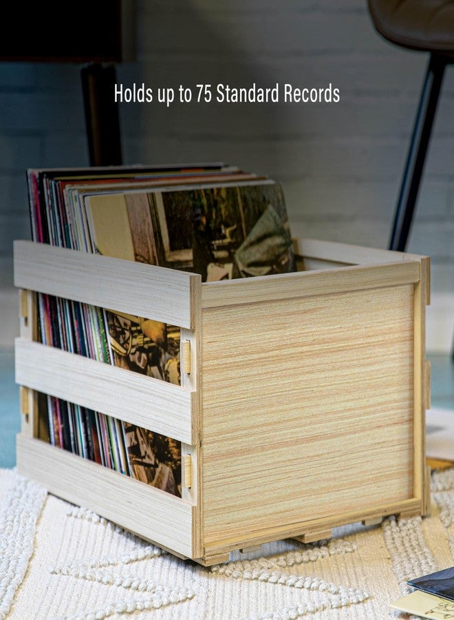 Crosley AC1050A-BB Vinyl Record Storage Crate, Natural - Image 4