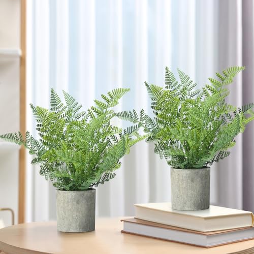 FAVOWREATH 2 Pack Small Fake Plants Potted Artificial Plants Indoor for Home Decor Office Room Farmhouse Indoor Table Bathroom Decor - Image 3