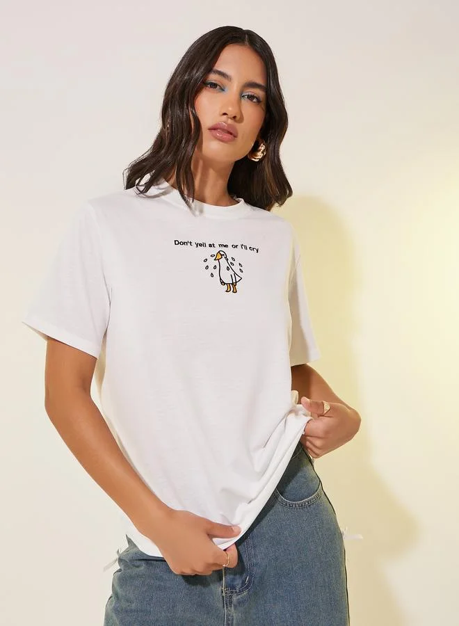 Take Two Embroidered Round Neck T-Shirt