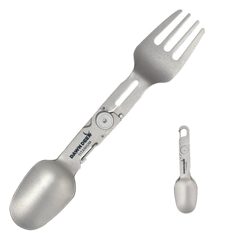 Dawn Deer Titanium Rotating Spork - 2-In-1 Folding Spoon And Fork For Camping  Hiking  Backpacking - Lightweight  Durable Travel Utensil With Compact Design - Edc Survival Gear - Image 1