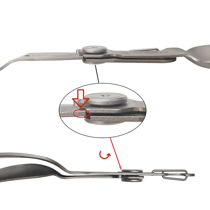 Dawn Deer Titanium Rotating Spork - 2-In-1 Folding Spoon And Fork For Camping  Hiking  Backpacking - Lightweight  Durable Travel Utensil With Compact Design - Edc Survival Gear - Image 2