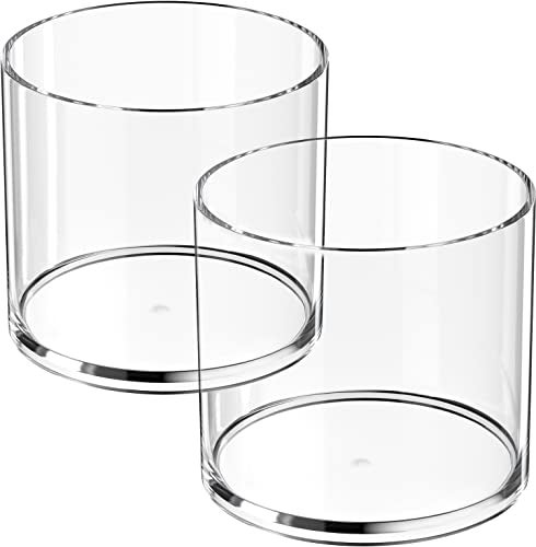 MaxGear 2 Pack Pen Holder Acrylic Cylinder Container, Round Pencil Holder for Desk Pen Cups for Utensil Makeup Brush, Clear Stationery Organizer for School Home Supplies Office Desk Accessories - Image 1