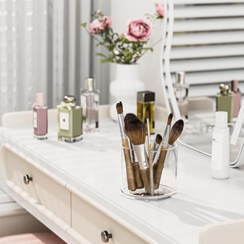 MaxGear 2 Pack Pen Holder Acrylic Cylinder Container, Round Pencil Holder for Desk Pen Cups for Utensil Makeup Brush, Clear Stationery Organizer for School Home Supplies Office Desk Accessories - Image 5