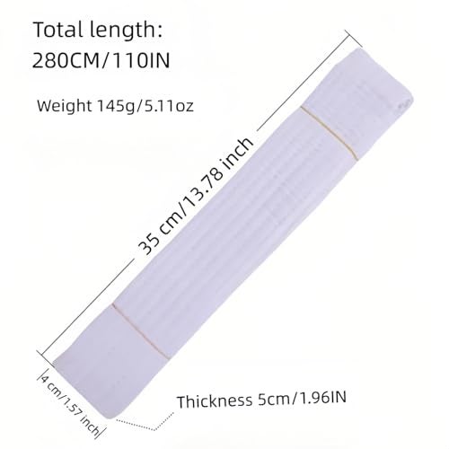 FANBODTA Premium 280cm/110 White Martial Arts Belt for Taekwondo Karate Judo - Double-Layered Cotton Core, Handcrafted Reinforced Stitching, Durable & Comfortable Unisex Durable (Adult/little hand) - Image 2