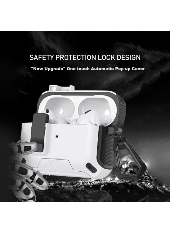 Chuangsi Mi Creative Armor Case For Airpods 4th Generation, Apple Wireless Bluetooth Earphone Case, Anti-drop, Anti-lost, Creative Phone Stand, Black - Image 2