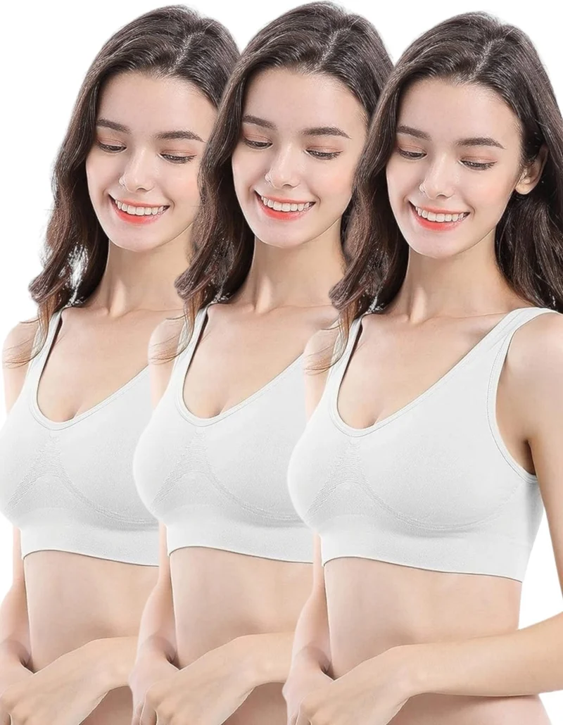 تيزجيلسين Women's Thick Strap Padded Bustier Bra 3 Pieces