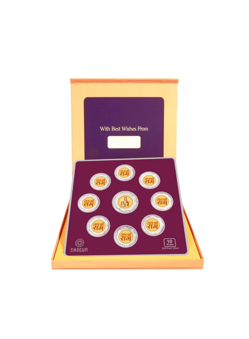 KHUSHBOO JEWELS 10 GRAMS 999 SILVER HANUMAN JI SHAGUN COIN BOX - Image 1