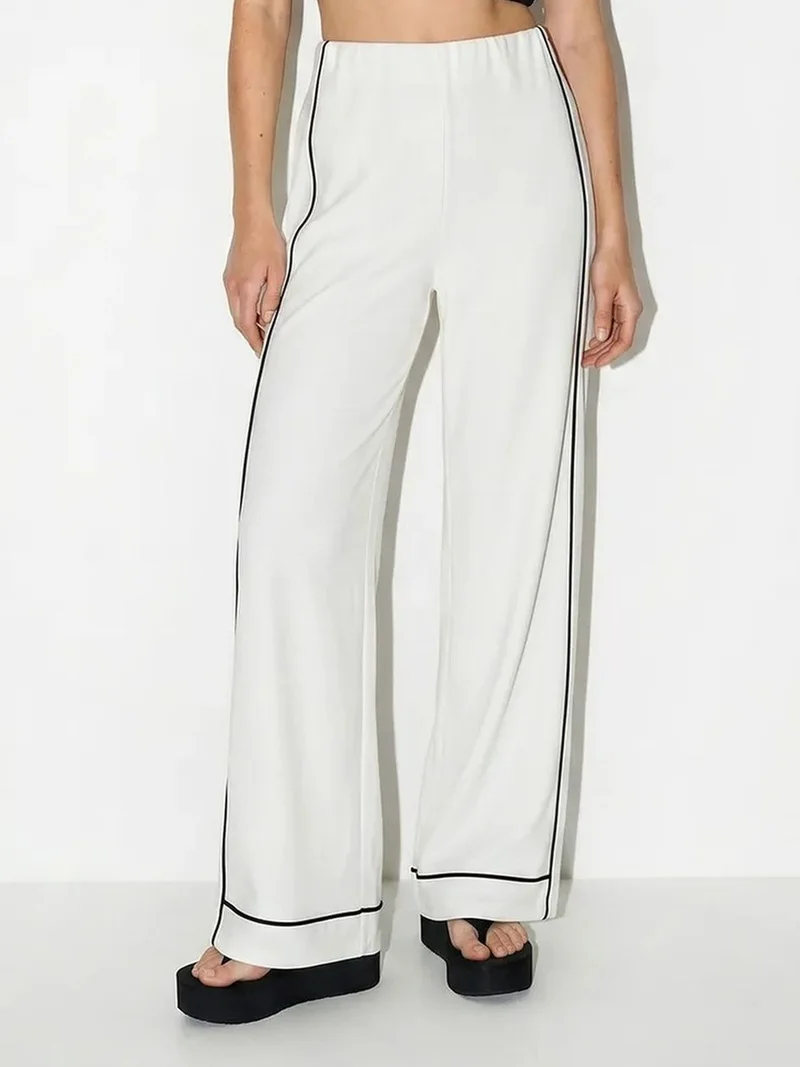 بيانكو لوتشي LUCCI Women's High-waist Wide-leg Jersey Trousers