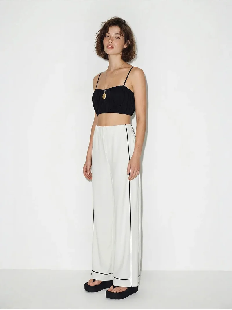 بيانكو لوتشي LUCCI Women's High-waist Wide-leg Jersey Trousers