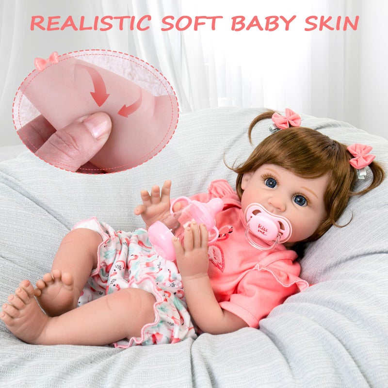 Aori Realistic Reborn Baby Doll Girls - 22 inches Real Life Newborn Baby Dolls, Adorable Lifelike Babies, Weighted Reborn Toddler Gifts Set for Kids Grandma - Image 3