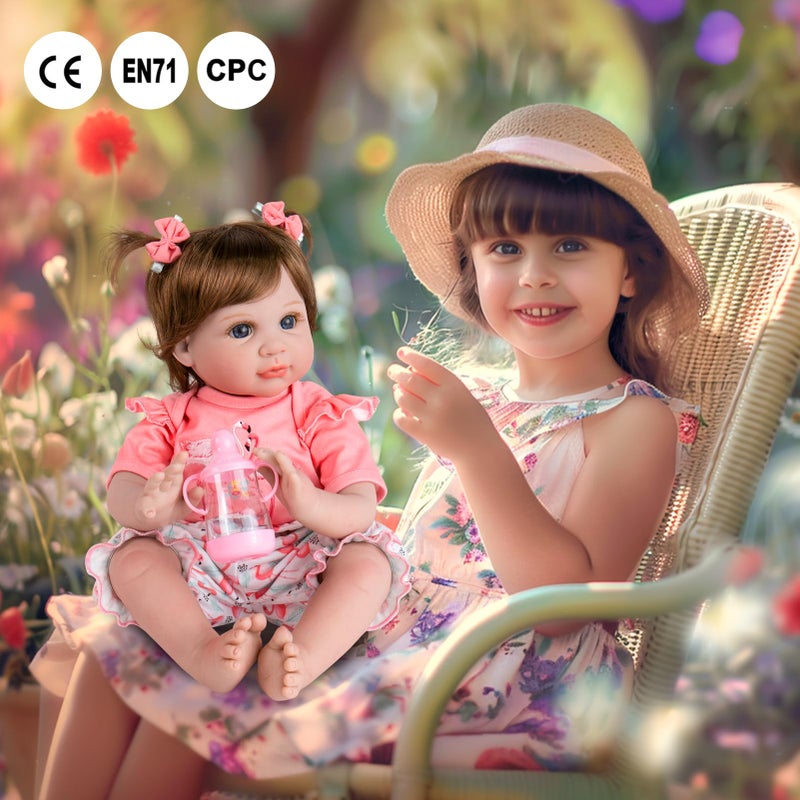 Aori Realistic Reborn Baby Doll Girls - 22 inches Real Life Newborn Baby Dolls, Adorable Lifelike Babies, Weighted Reborn Toddler Gifts Set for Kids Grandma - Image 4