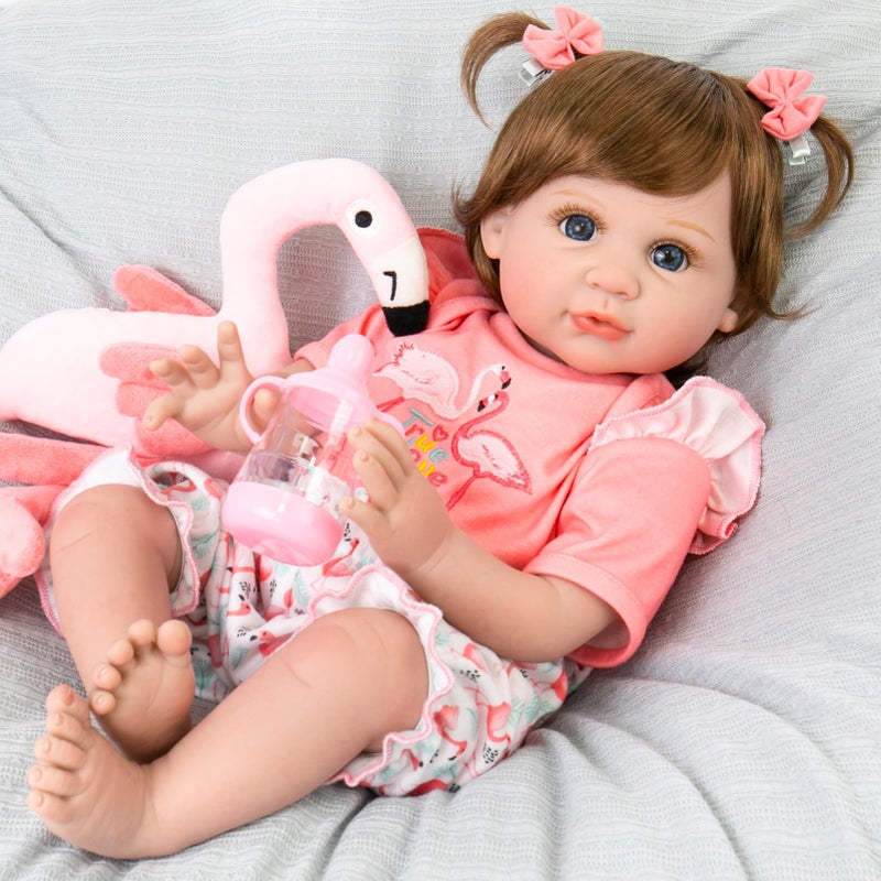 Aori Realistic Reborn Baby Doll Girls - 22 inches Real Life Newborn Baby Dolls, Adorable Lifelike Babies, Weighted Reborn Toddler Gifts Set for Kids Grandma - Image 1