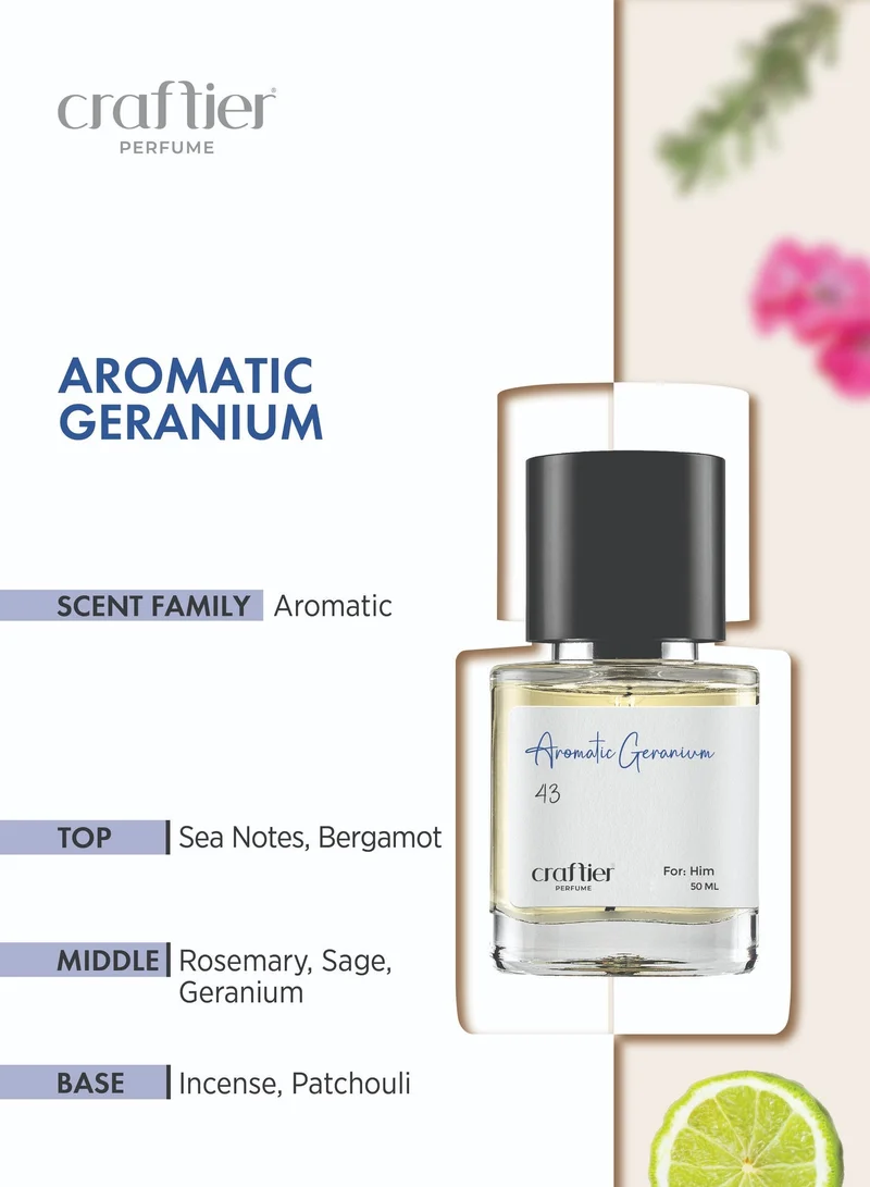 Craftier Perfume 50 AROMATIC GERANIUM - Inspired of-ACQUA DI GIO PROFUMO, Eau De Parfum for Men - 50ml, Long Lasting Aromatic Fragrance Upto 16 Hrs, Travel Size Men's Perfume for Men | Best Price UAE