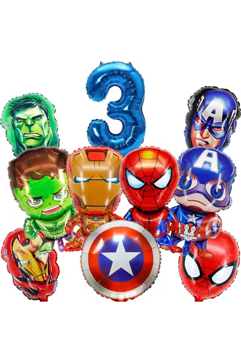 as picture 3 Marvel Superhero Birthday Balloon set SpiderMan Iron Man Hulk Foil Balloon Number Ballo
