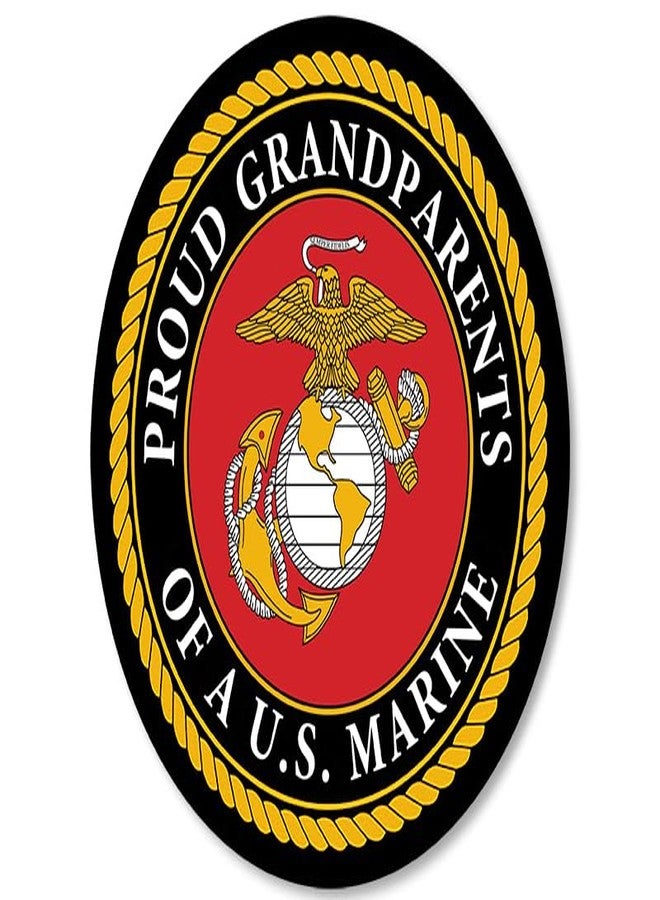 AV Round Proud Grandparents of a US Marine Sticker (Vinyl Decal United States Corps Logo Laptop u.s. Cell or Laptop (3 inch) USMC Licensed - Image 1